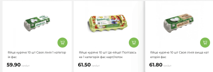 Ціни на яйця в АТБ