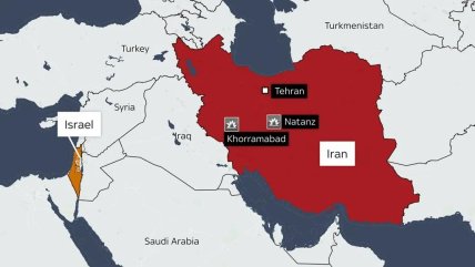 Іран та Ізраїль на карті