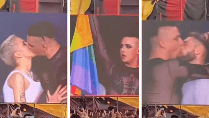 Поцелуй Меловина с женщиной и мужчиной