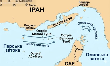 Ормузька протока на карті