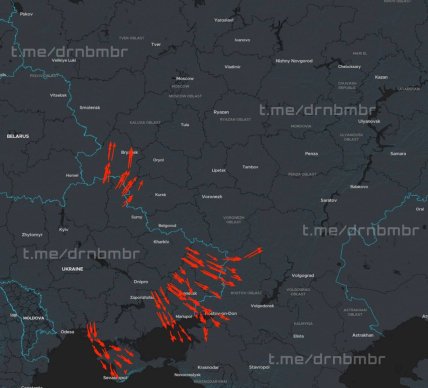 Дрони атакують Росію та окуповані території 15 липня - карта