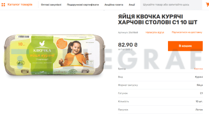 Ціни на яйця у "Варусі"