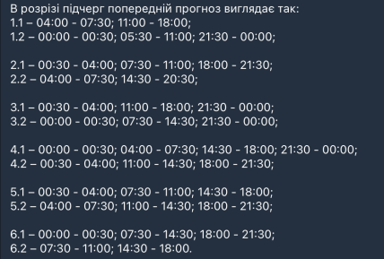 Графіки відключень у Миколаївській області 13 січня