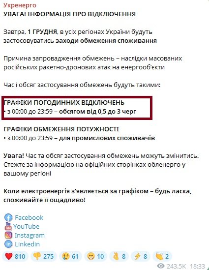 Отключения света