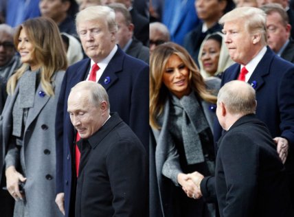 Мелания Трамп жмет руку Путину