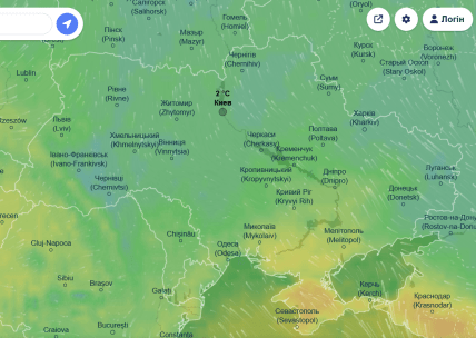 Карта погоды Ventusky на 13 февраля