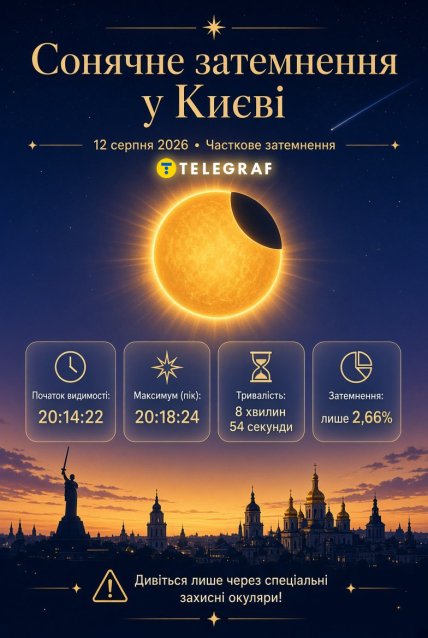 Солнечное затмение 12 августа: когда будет видно в Киеве