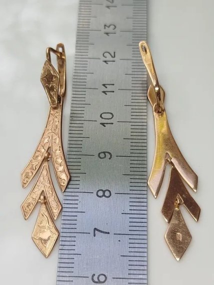 Золотые серьги СССР 585 пробы со звездой