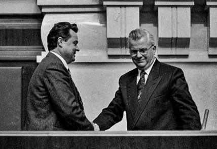 Голова Верховної Ради України Леонід Кравчук і його перший заступник Іван Плющ, 1991 рік