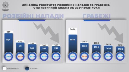Раскрытие нападений и грабежей в 2021-2025