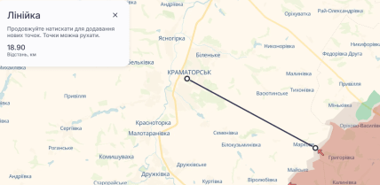 От Краматорска до фронта, карта