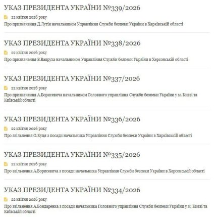 Указы президента Украины