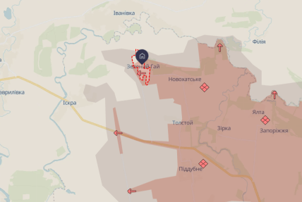 Зеленая Роща Донецкой области на карте DeepState