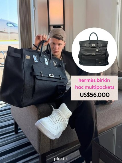 Ерлінг Голанд із сумкою Hermès Haut à Courroies (HAC) Multipockets