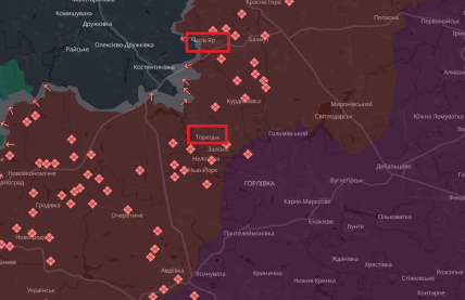 Часов Яр и Торецк на карте