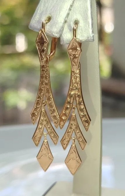 Золотые серьги СССР 585 пробы со звездой