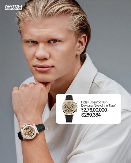 Ерлінг Голанд з годинником Rolex Cosmograph Daytona Eye Of The Tiger