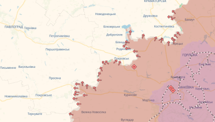 Карта боїв на Покровському напрямку від DeepState 16.08.2025