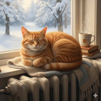 котик на батарее