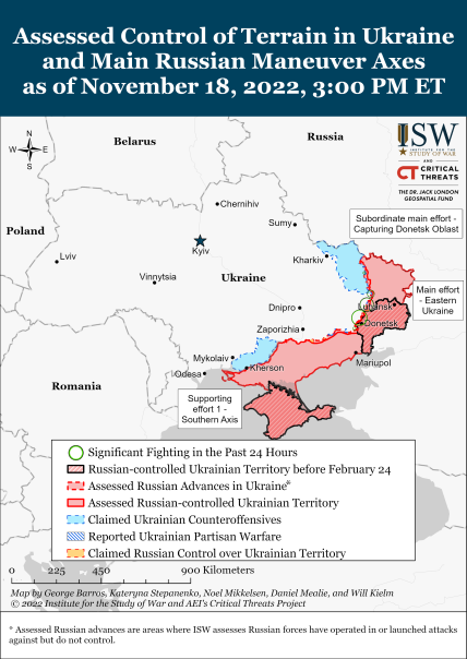 Карта бойових дій в Україні 19.11.2022