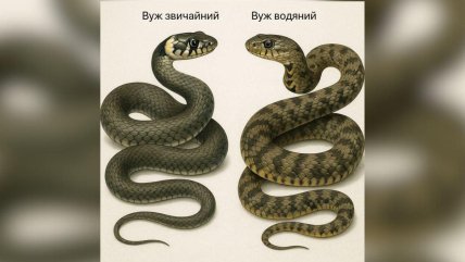 Как выглядит уж обычный и уж водяной