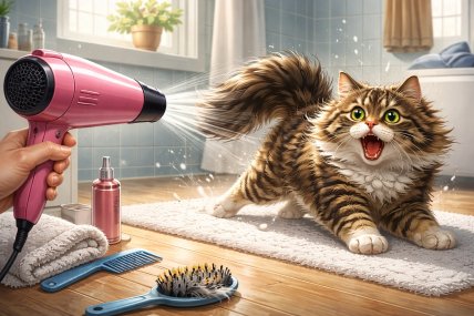 котики, пилосос, фен