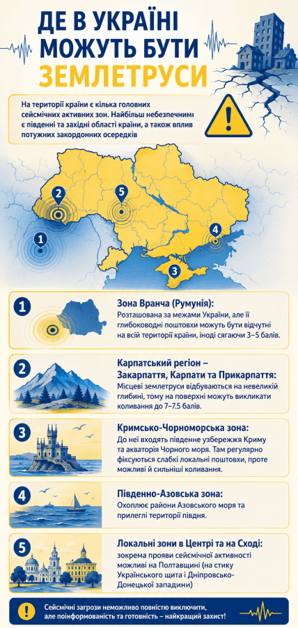 Сейсмически активные районы Украины
