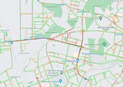 Пробки в Киеве из-за ДТП 1 июля