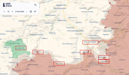 Локації атак на Костянтинівському напрямку 21 та 22 червня