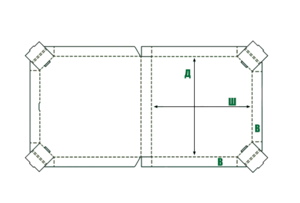 Схема, как собрать коробку для пиццы из куска картона