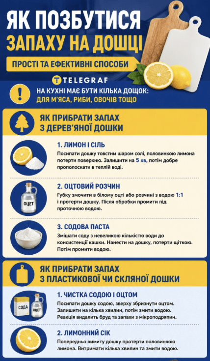 Як позбутися запаху з кухоної дошки