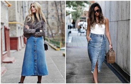 Джинсовая юбка миди