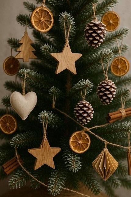 Натуральные украшения к елке. Фото: Pinterest
