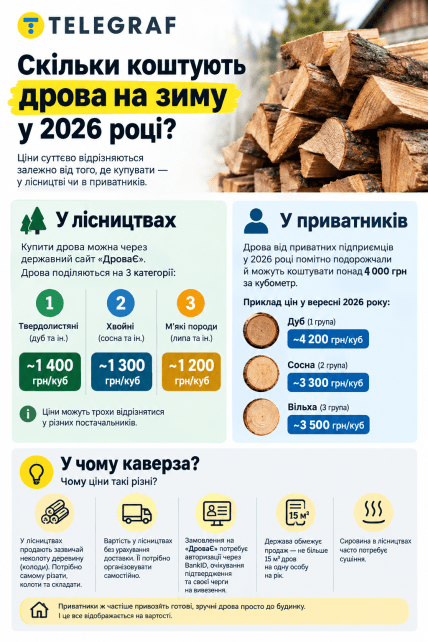 Вартість дров у 2026 році