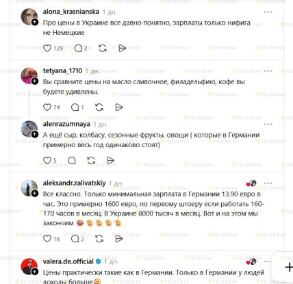 Цены на отдельные продукты в Украине почти сравнялись с немецкими — в сети отреагировали на сравнение