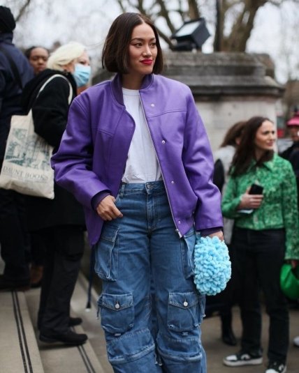 Образ с фиолетовой курткой