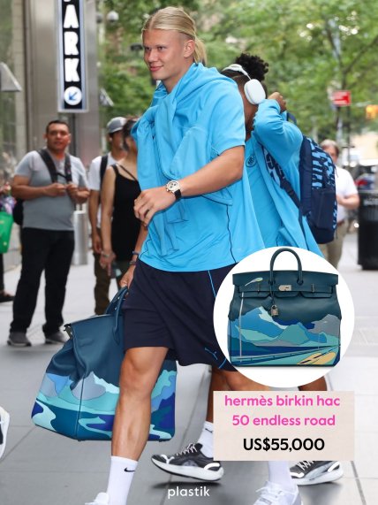 Ерлінг Голанд з сумкою hermes endless road hac birkin 50