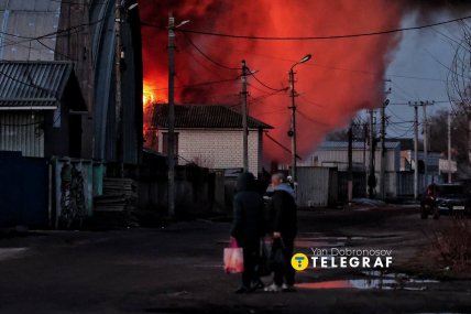 Пожежа через удар Росії по місту Бровари 14 березня 2026