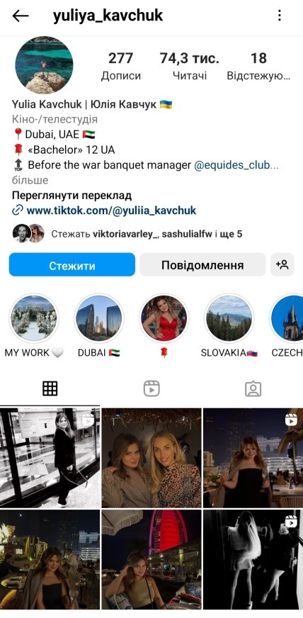 Юлія Кавчук Інстаграм