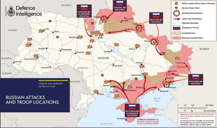 Карта боїв в Україні від британської розвідки