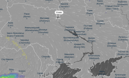 Карта опадів вдень 25 грудня 2025 року Україна