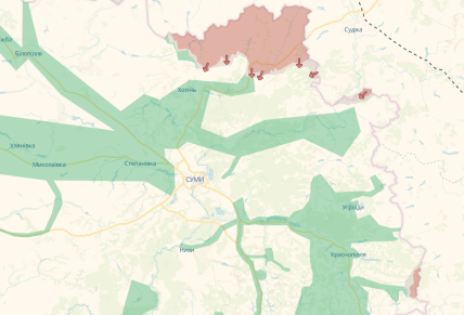 Карта бойових дій в Сумській області DeepState 10.01.2026
