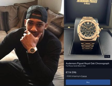 Ентоні Джошуа з годинником Audemars Piguet Royal Oak Chronograph