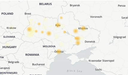 Карта збоїв Твітер в Україні 10 березня