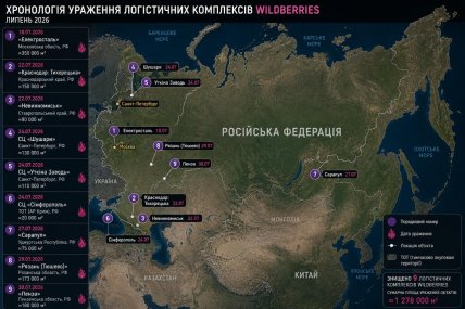 Карта поражения логистических комплексов Wildberries в июле 2026 года