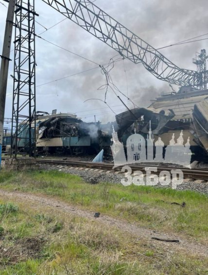 Поезд в Запорожье после атаки России 22 апреля