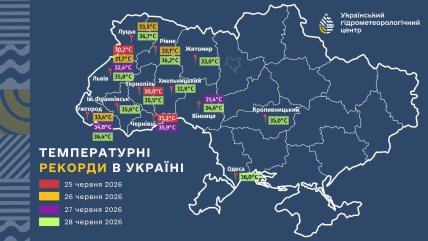 Температурні рекорди в Україні 25-28 червня
