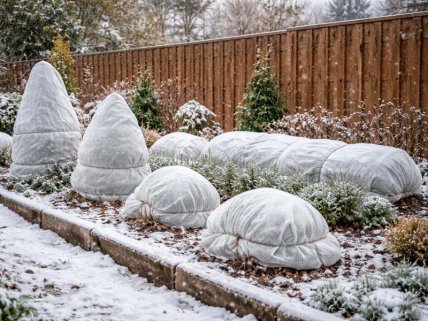 Агроволокно на деревьях и растениях