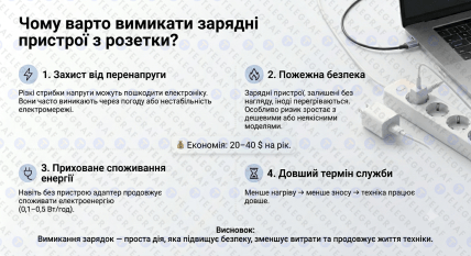 Чому зарядні пристрої краще вимикати з розетки