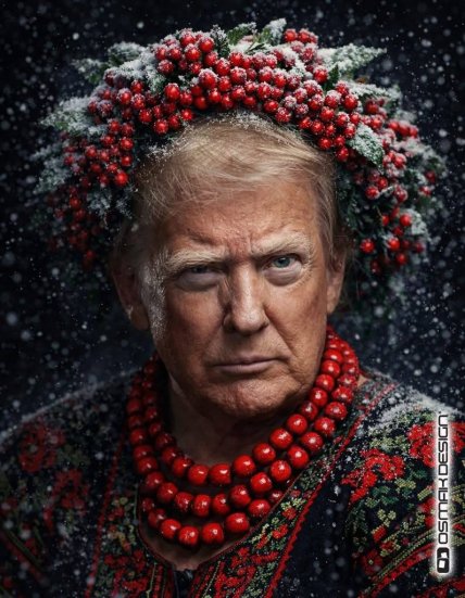 Дональд Трамп в новогоднем венке - мем